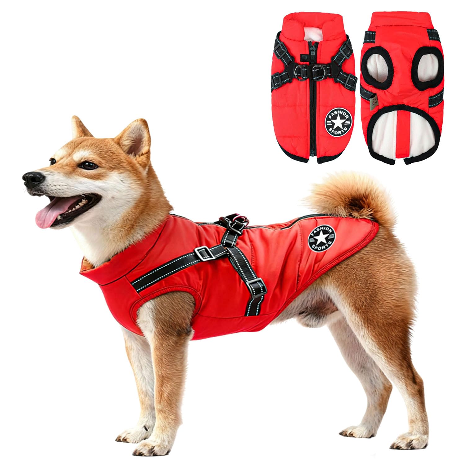 Hundejacke Winterweste Jacken, Hundejacke mit Geschirr, Hundemantel  Wasserdicht, Warmer Hunde Wintermantel, Hunde Winterweste gefttert,  Maschinen Waschbarer, Wasserdicht (XL, Rot) : Amazon.de: Haustier