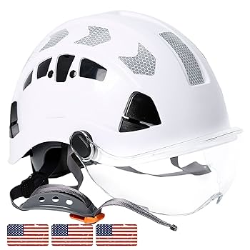 AOLAMEGS Construction Hard Hat with Visor - White Vented