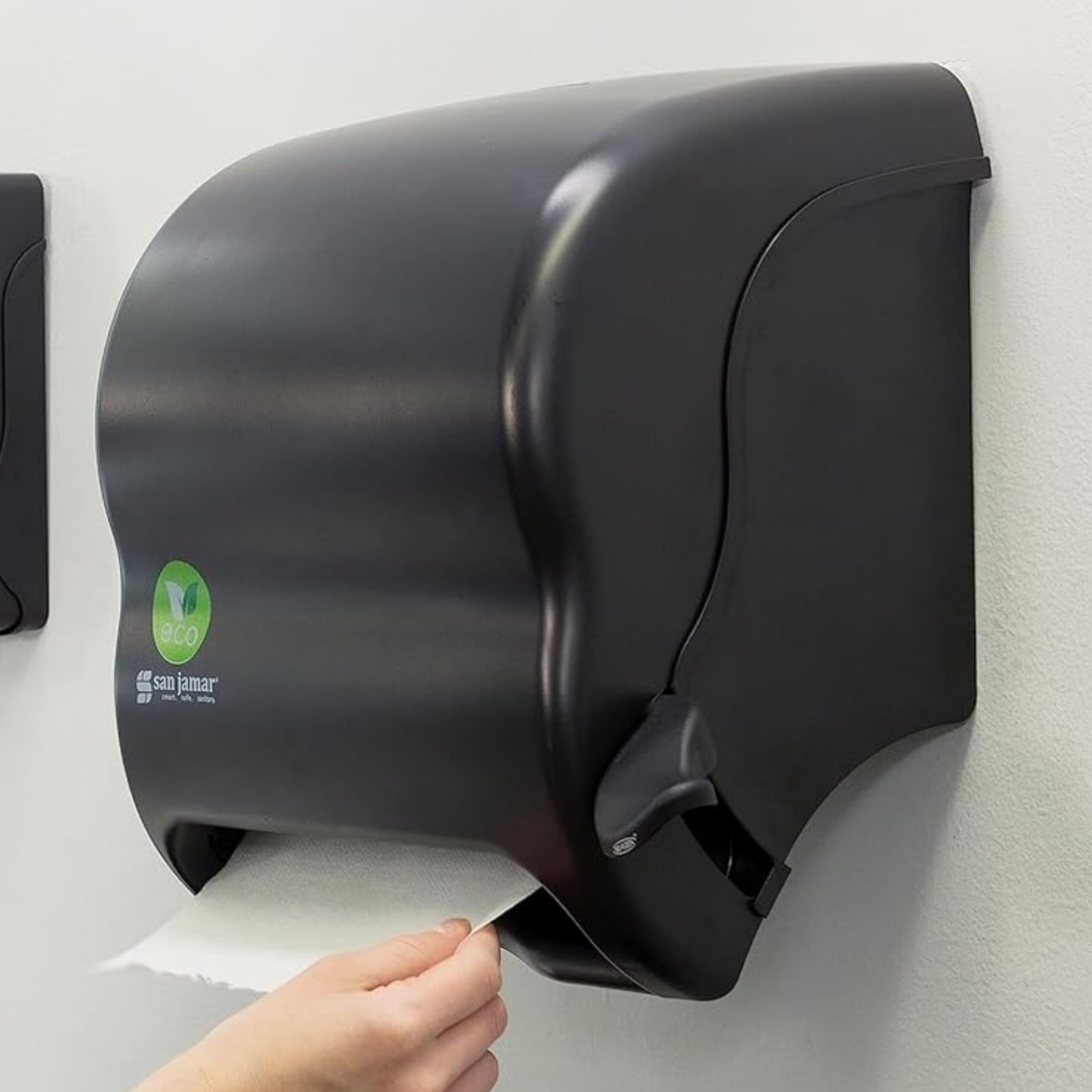San Jamar Ecologic Element - Dispenser di asciugamani manuale a leva, in plastica riciclata, senza sprechi, per la casa e il lavoro, rotoli da 20,3 cm, colore: nero