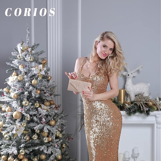 CORIOS Vrouwen Strass Avondtas Multicolor Clutch Bag Bruids Bruiloft Portemonnee Luxe Kristallen Handtas Glitter Schoudertas Met Afneembare Ketting Banket Cocktail Prom Party Crossbody Tas, Blauw