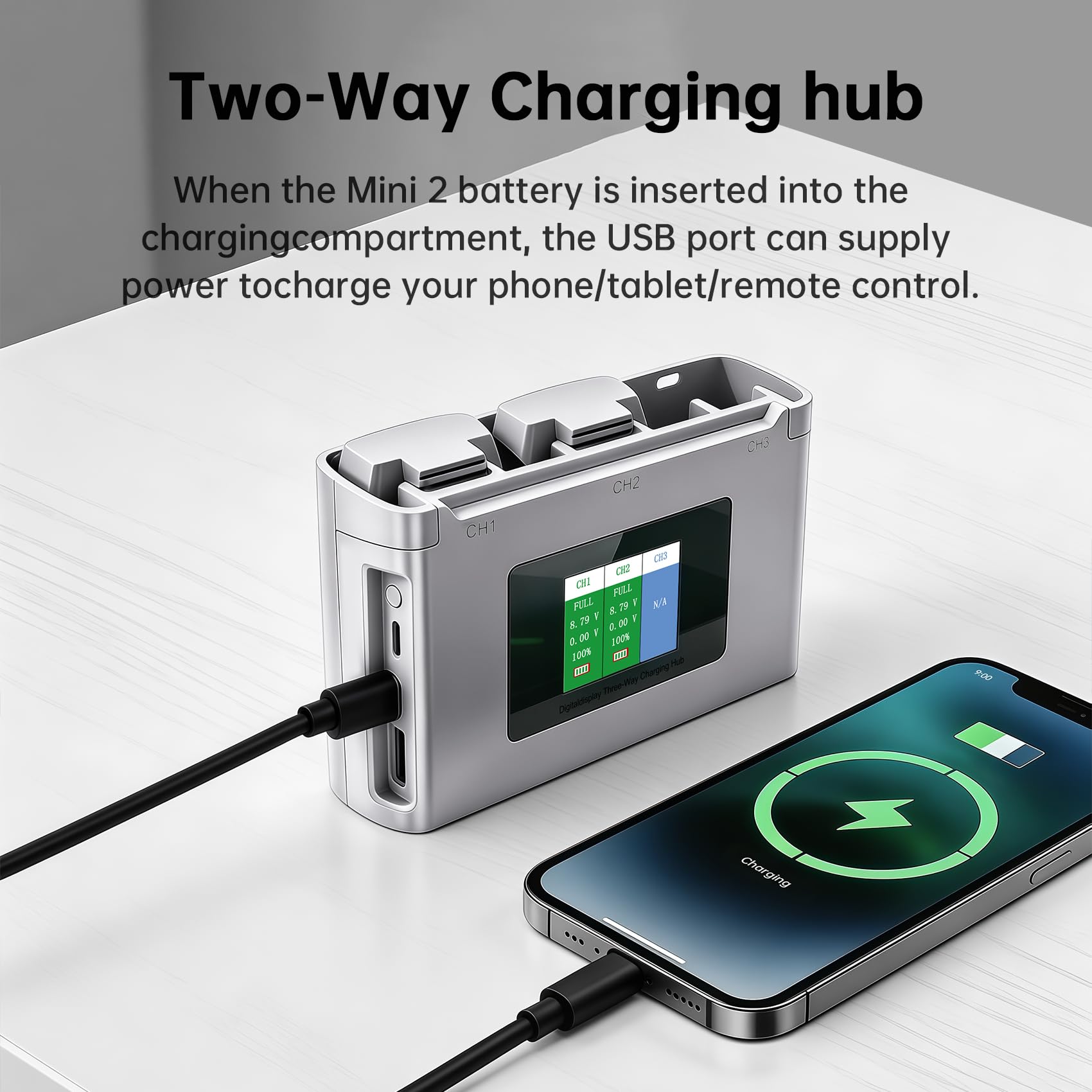 Paquete de 2 baterías de vuelo inteligente Mini 2 Series de 2400 mAh, 3 ranuras, concentrador de carga de doble dirección, compatible con drones DJI Mini 2/2 SE/SE/4K Series hasta 31 minutos