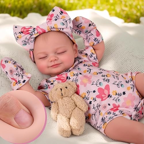 BABESIDE Silicone Baby Doll Lifelike Reborn - Skylar, 17-Inch Realistic Newborn Silicone Full Body Doll Real Life Baby Doll Girl with Gift Box for Cuddling, Role Playing and Collection