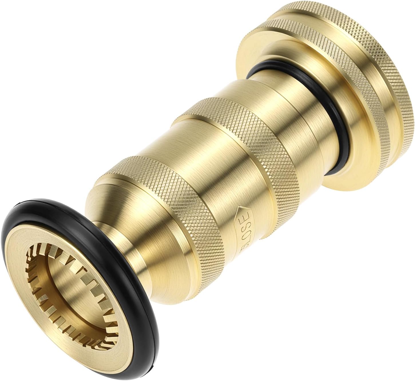 QWORK Brass Fire Hose Nozzle, Adjustable Spray Jet & Fog, 1.5" NPT/NPSH, for Firefighter, Garden, and Industrial Use