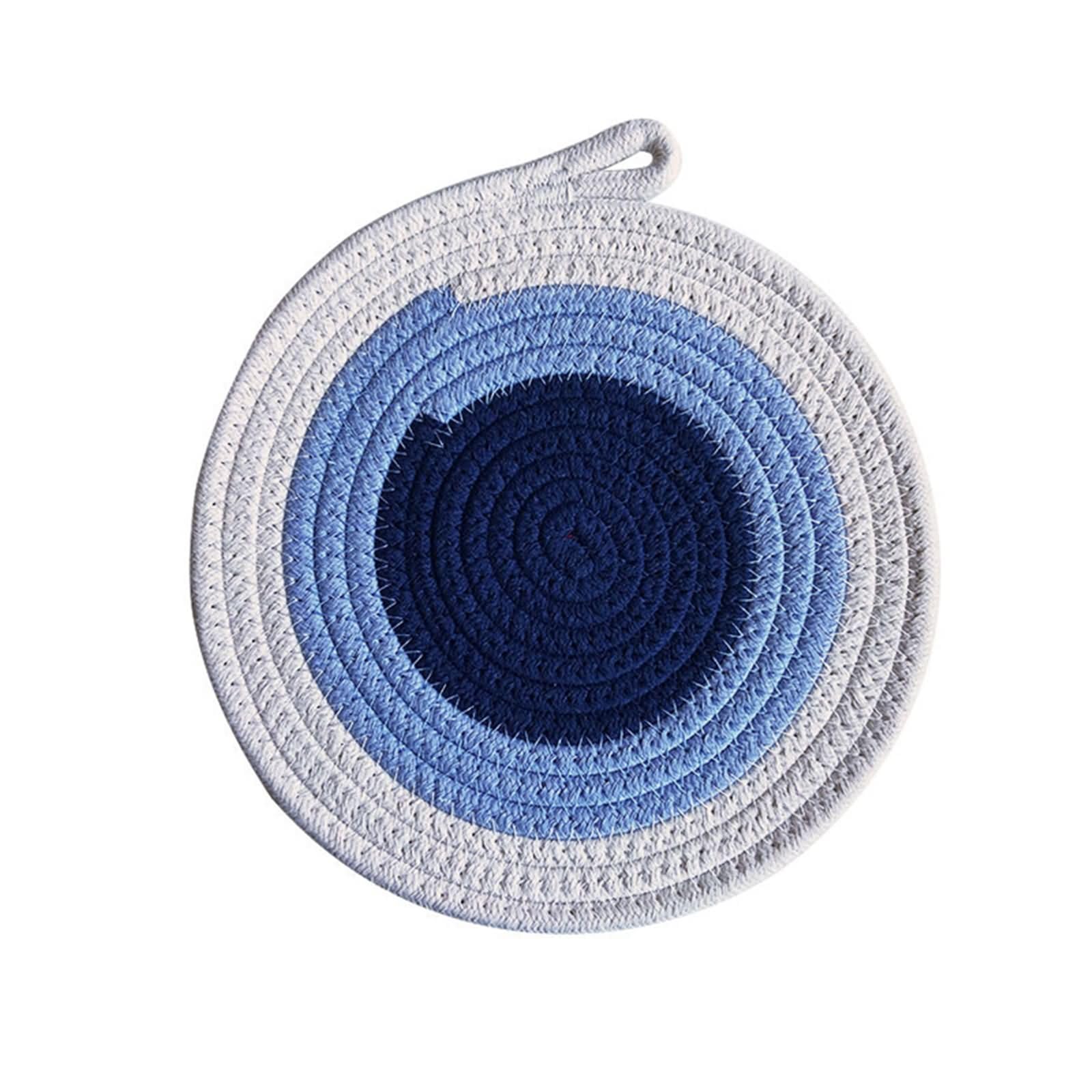 Tovaglietta 6 Pezzi, 24 CM Tovagliette per Ristorante Cotone Lino Blu, Rotondo con Tessuto