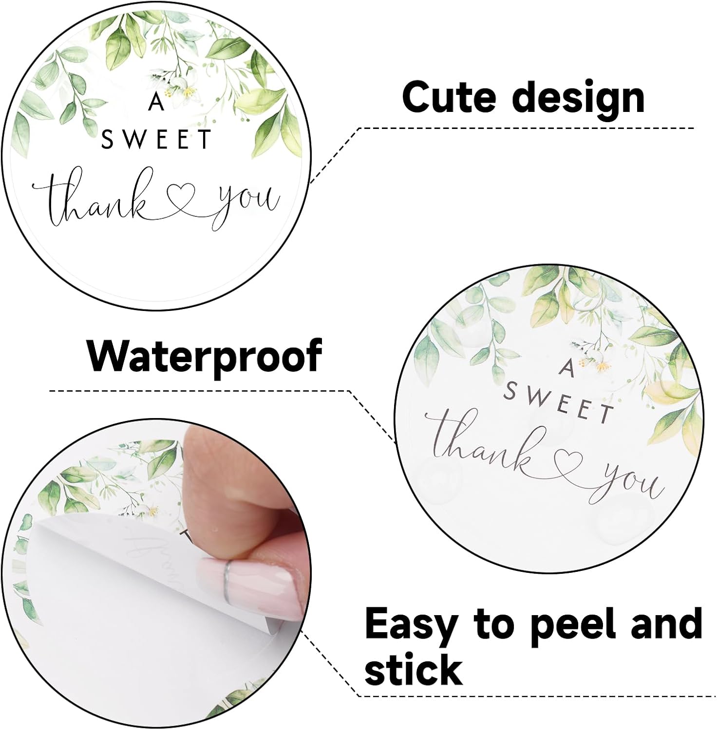 A Sweet Thank You Stickers - 120Pcs 2 Inch Personalized Thank You Stickers Small Business Thanks Sticker for Envelope Seals Packaging Bags Wedding Baby Shower Birthday Party Favors (Green) - Image 3