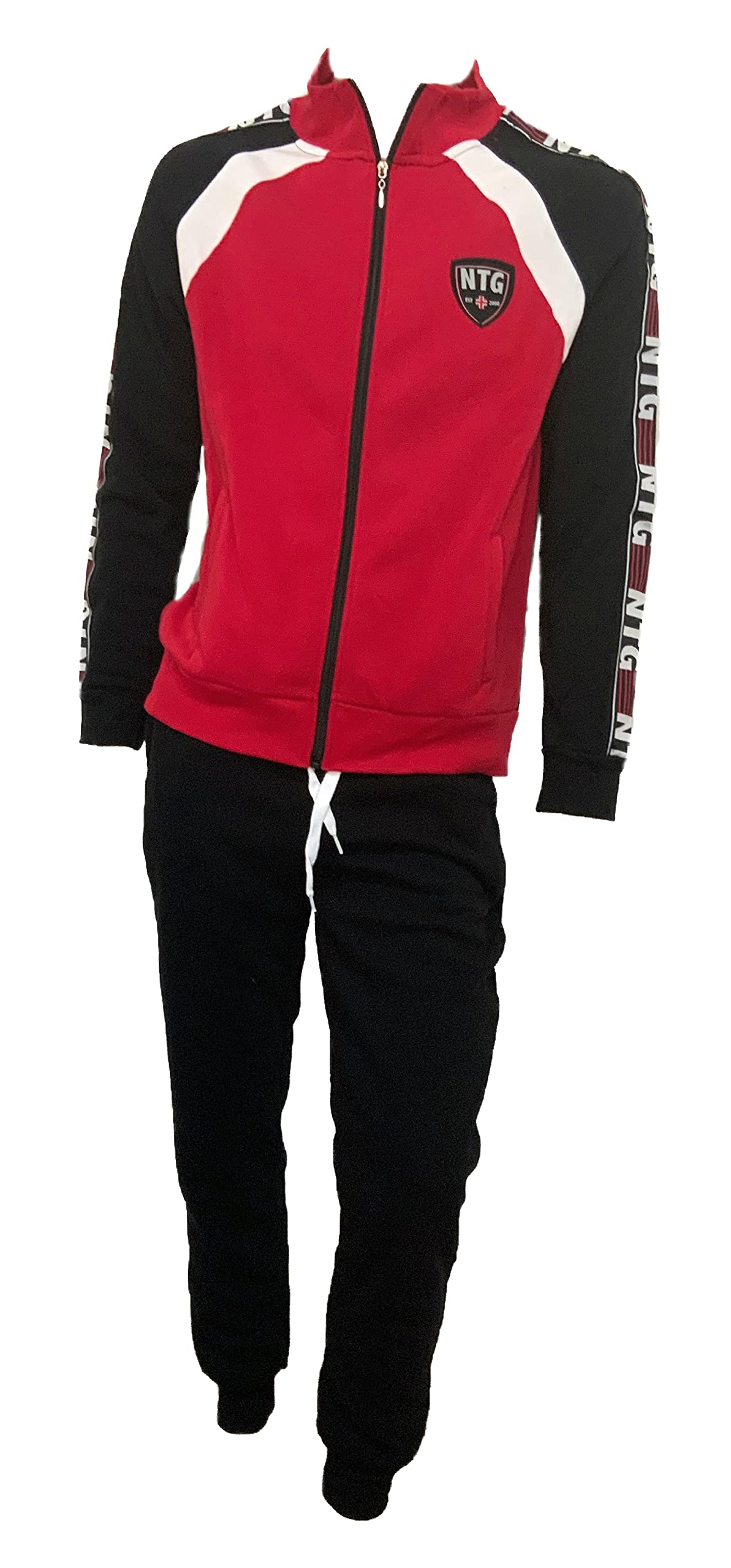 Nottingham Chándal de invierno para hombre, confeccionado en sudadera de algodón Garzato, traje de hombre completo deportivo para ocio y deporte, 35262 Rojo, M