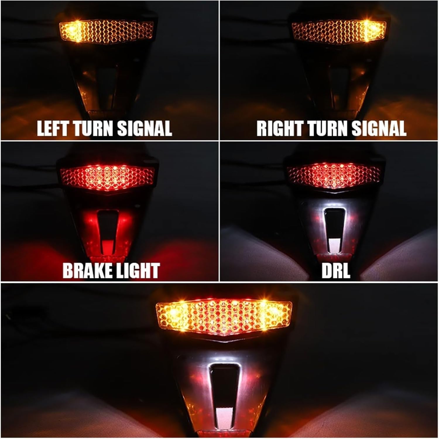 Fanale posteriore per moto Per Fuoristrada Per Sporco Fanale posteriore a LED per moto, luce freno DRL, luce di marcia, luce di segnalazione di stop, moto da Per Strada, luci