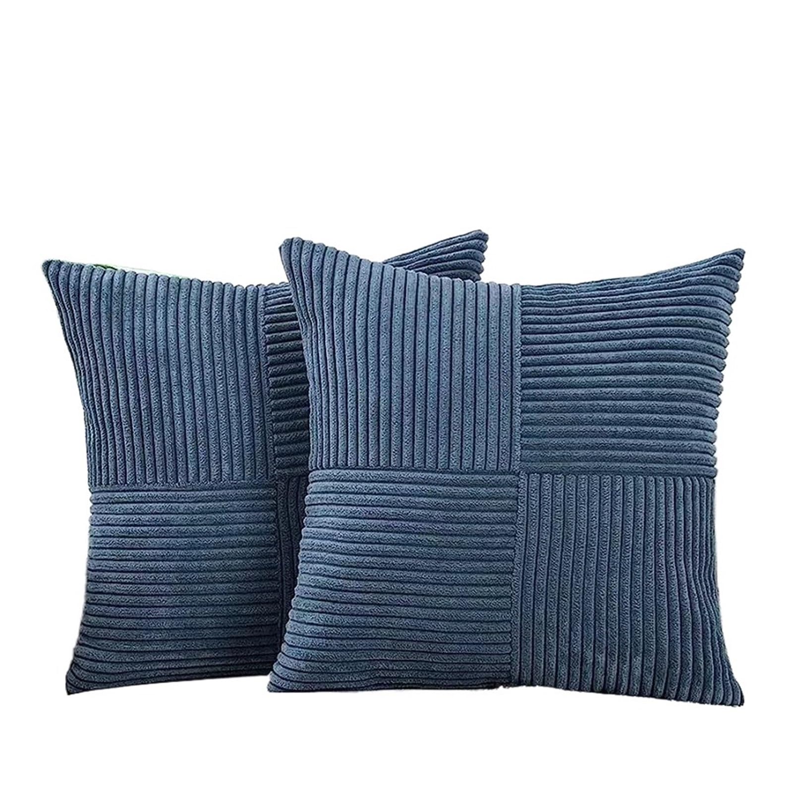 2pc Pillow Cover Boho Spliced Throw Soft Couch Pillowcase Cross Patchwork Textured Cushion Case(Blue,40x40CM)