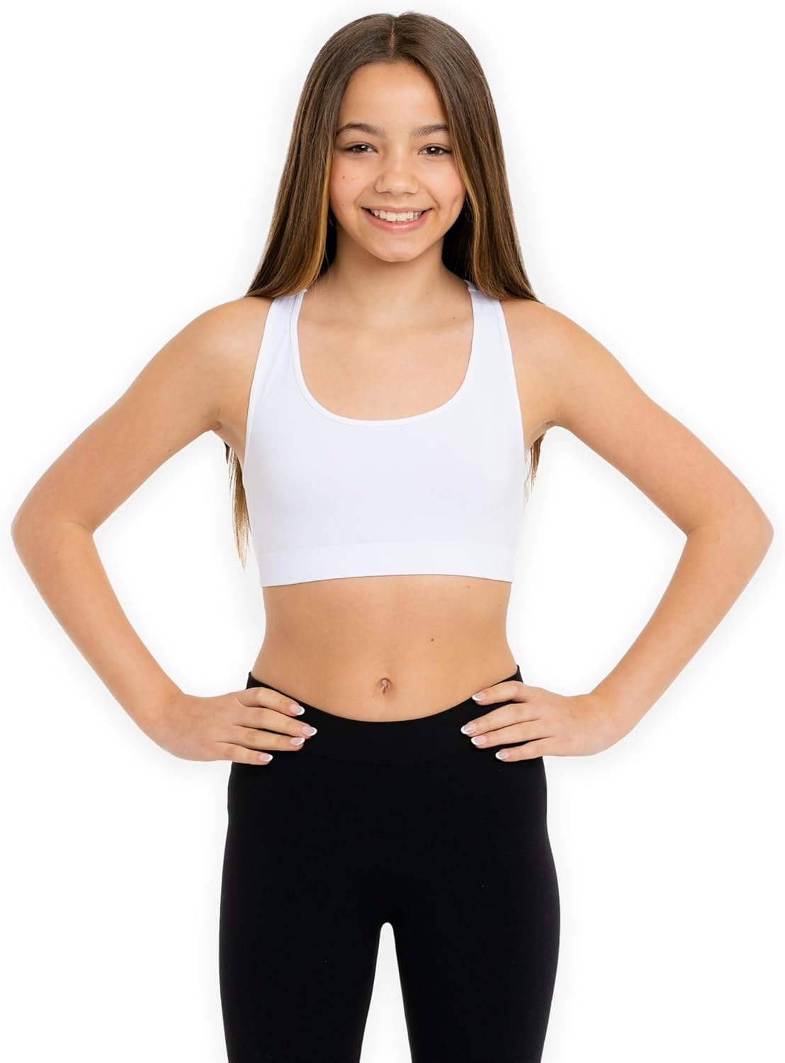 Malibu Sugar Girls Sports Bra – Soft Stretch Racerback Sport Crop Top Lightweight Activewear Dance Gym Workout for Girls 7-14