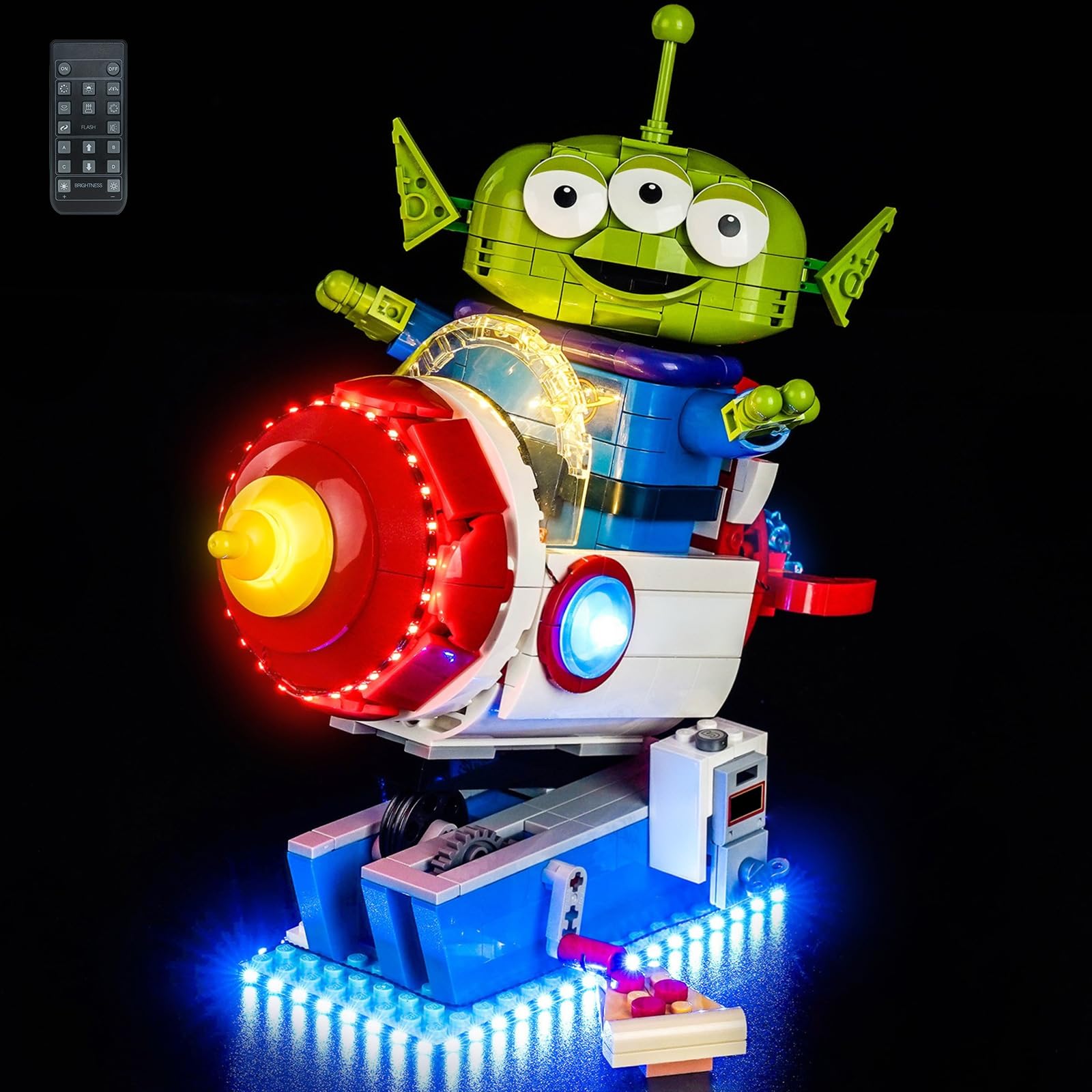 Remote Control Led Light Set Compatible with Lego 43307 Alien with Pizza Planet Rocket Ride (No Model), Decoration Lighting Set Compatible with Lego Alien with Pizza Planet Rocket Ride Building Blocks