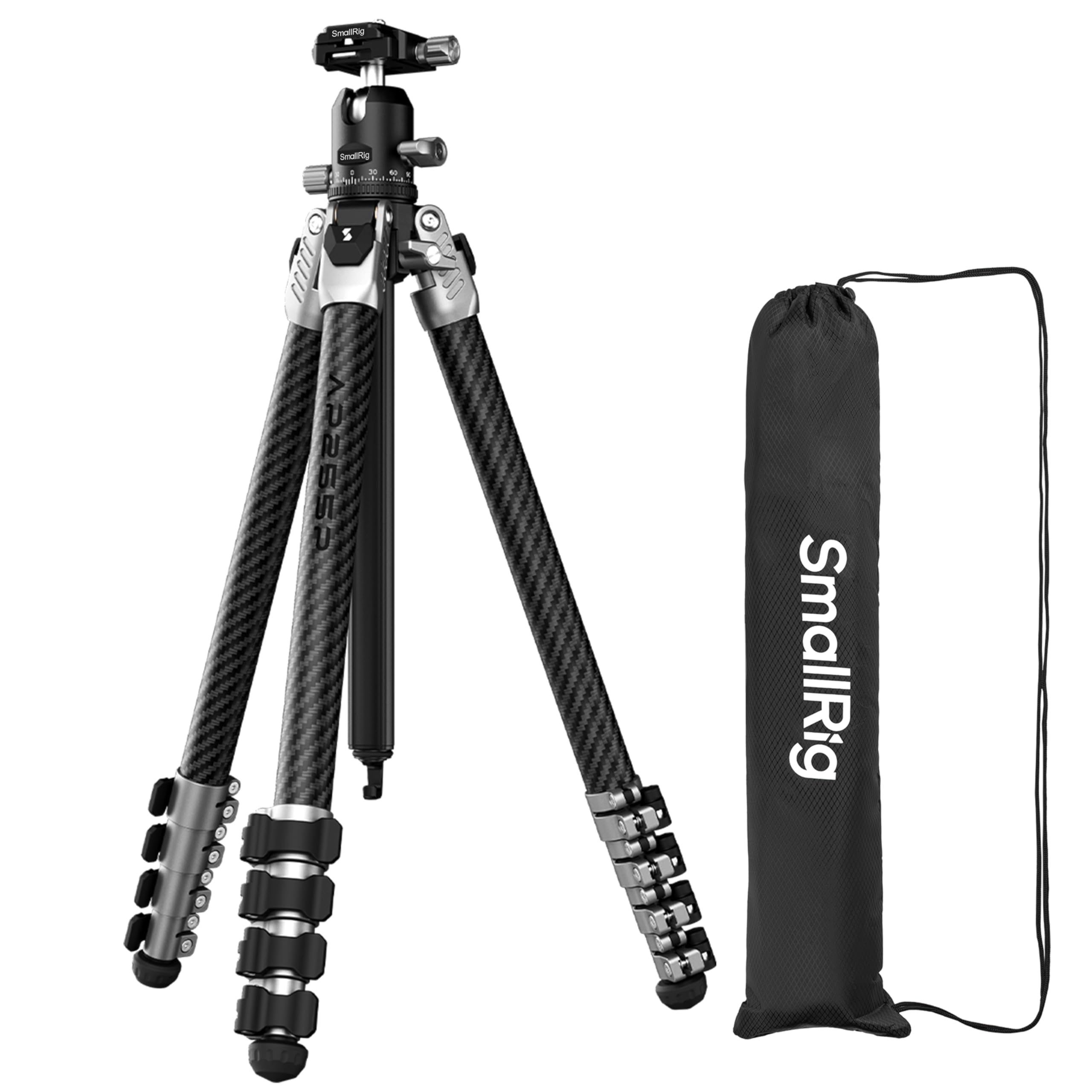 160cm/62.6'' Carbon Fiber Camera Tripod, 360° Ball Head, Max Load 5kg(11lbs), Weight 1.4k…