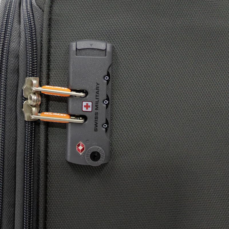 Image of SWISS MILITARY Nylon Mercury 8 Wheels 55cm Trolley Luggage, Soft Case 360 Rotatable Wheels, TSA Lock, Expandable Storage & Quick Front Pocket Suitcase, Travel Bag for Men & Women, Small Grey 44L