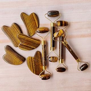 Juego de rodillo facial de ojo de tigre y Gua...