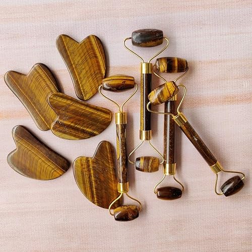 Juego de rodillo de ópalo y Gua Sha, masajeador manual de rodillo facial, aplicador de ópalo para cara, cuello, músculo corporal, relajante,