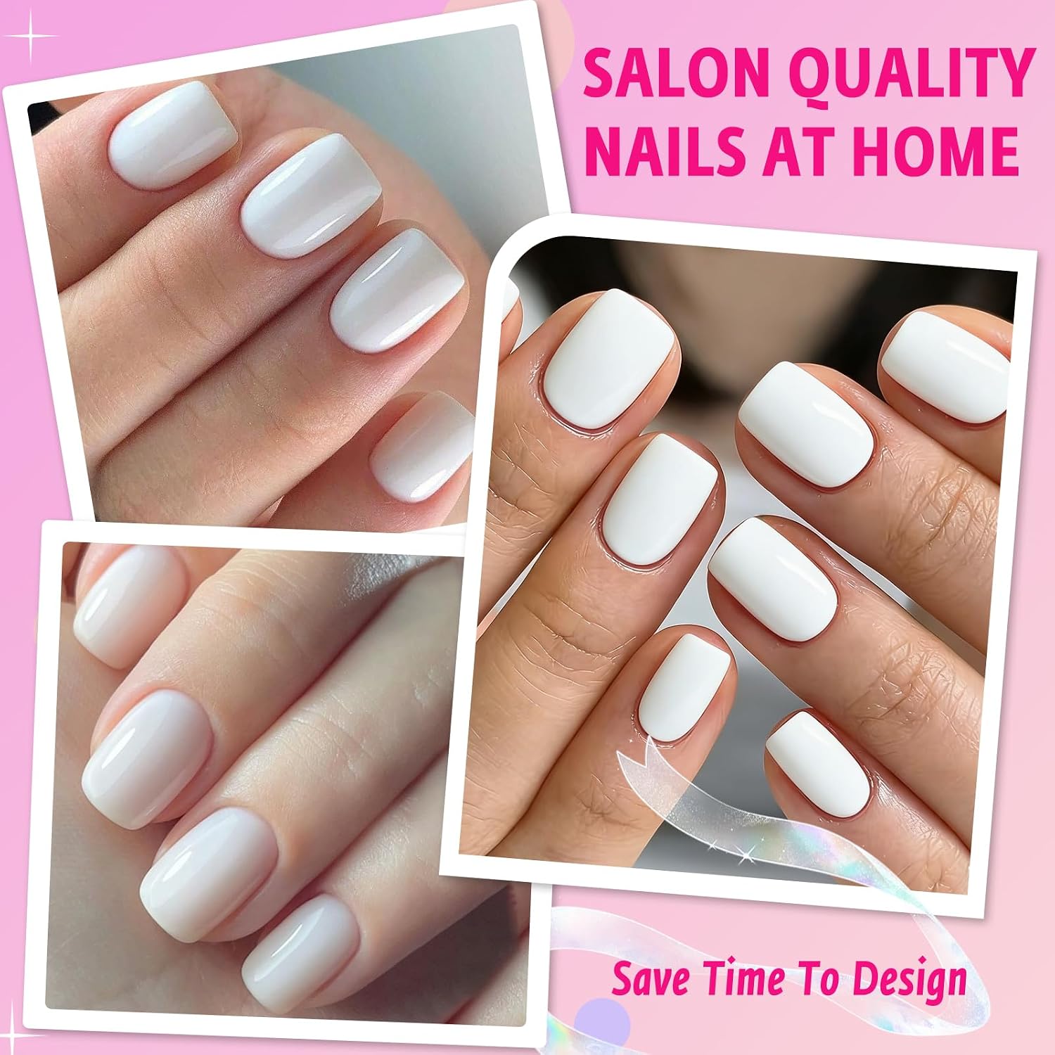 AddFavor White Press on Nails Short Fake Nails, 144pcs White Acrylic Nails Press ons False Nails Short Press on Nails Square Glue on Nail Presson with Adhesive Tab for Women Fingernail Girls