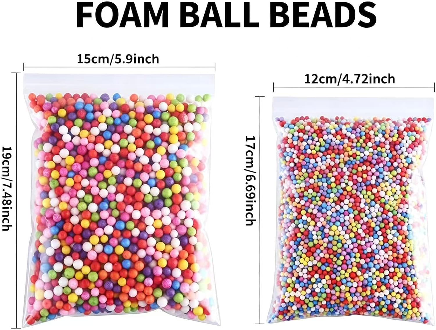 CCINEE 16 Grams 3-5mm Colorful Foam Beads 6-8mm Assorted Size Foam Beads Balls for Kids DIY Slime Making and Party Decoration 30000pcs