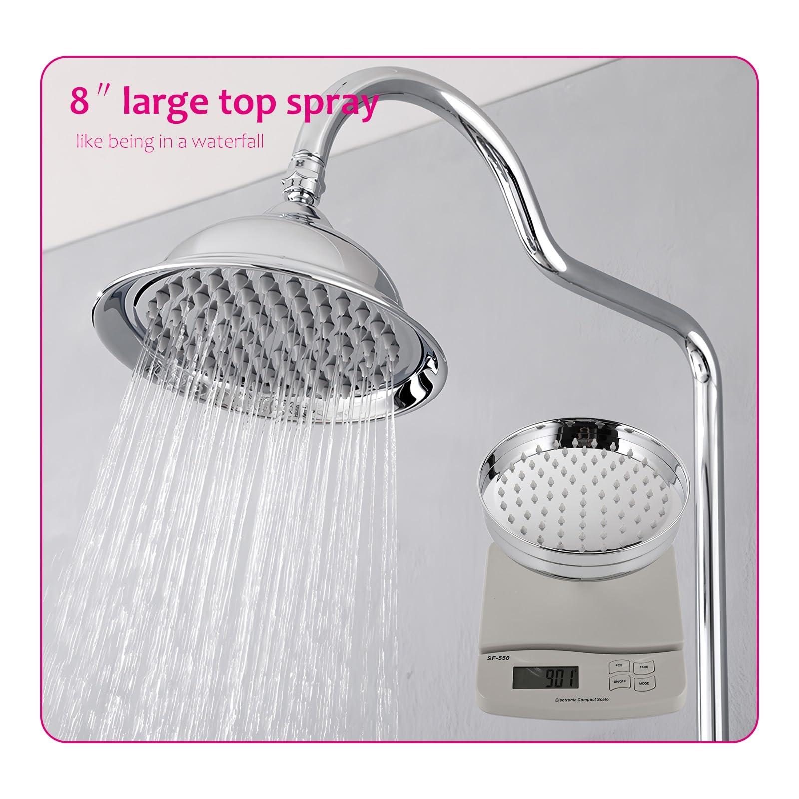 Columna de Ducha de baño con Grifo - Juegos de Alcachofa - Multifuncional Altura Ajustable y Acero Inoxidable, Plata (Color : B)