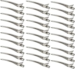 30 Packs Hair Clips, Duck Bill Clips, Hair Coloring, Hair Clips & Barrettes, 3.5 Inches Rustproof Metal Alligator Curl Clips with Holes for Hair Styling, Silver