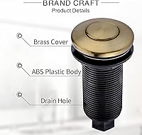 Vista 4 de SINKINGDOM Kit de interruptor de aire de eliminación de basura con botón largo, bronce champán (cubierta de latón)