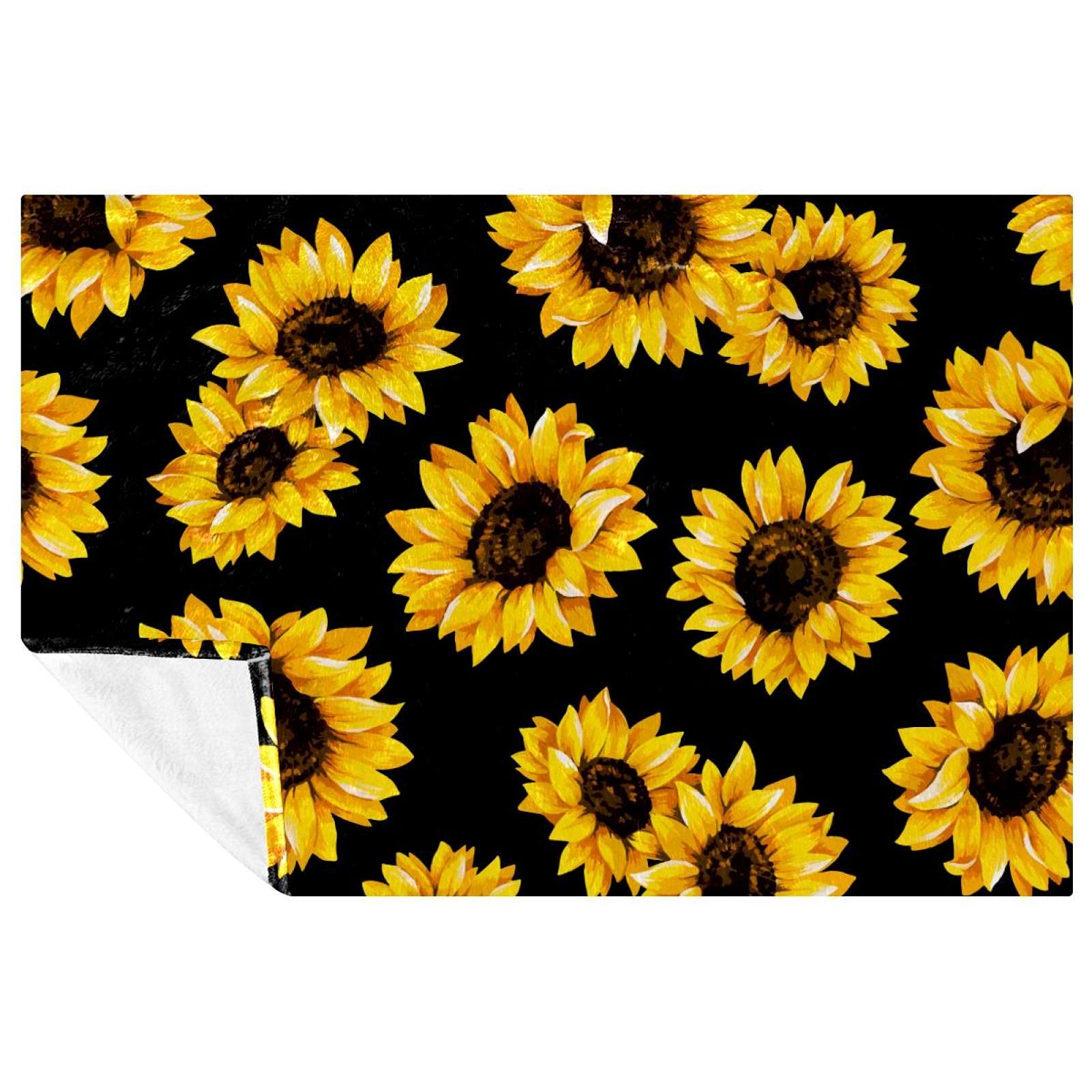 Couverture douce tournesol contre le froid sur lit et en pique-nique