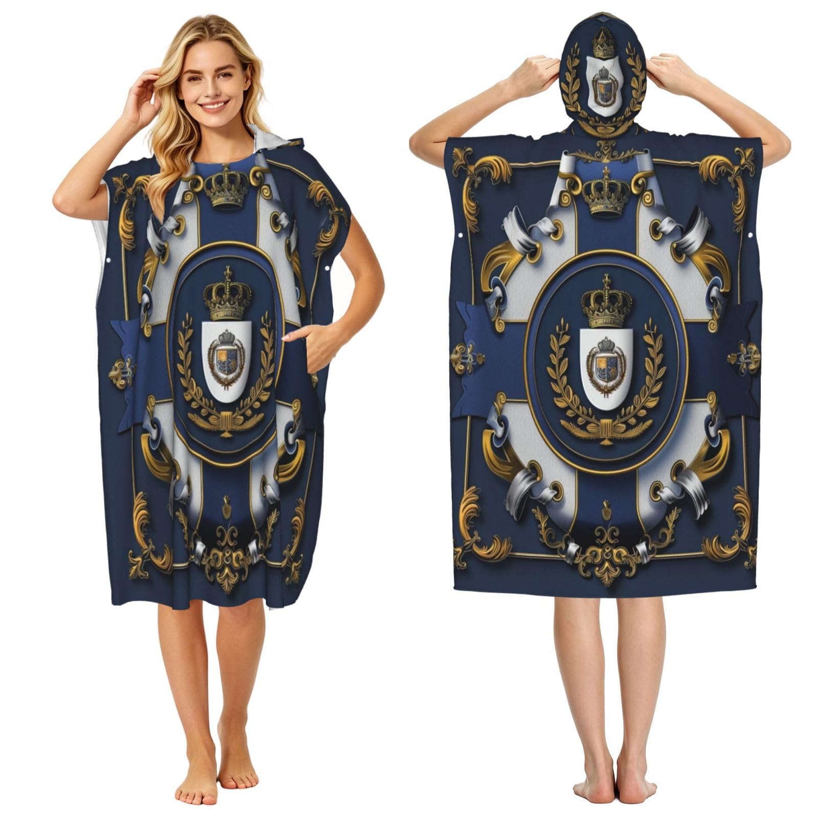 Poncho de plage à capuche pour adulte Motif drapeau de la Sarre 109 x 89 cm