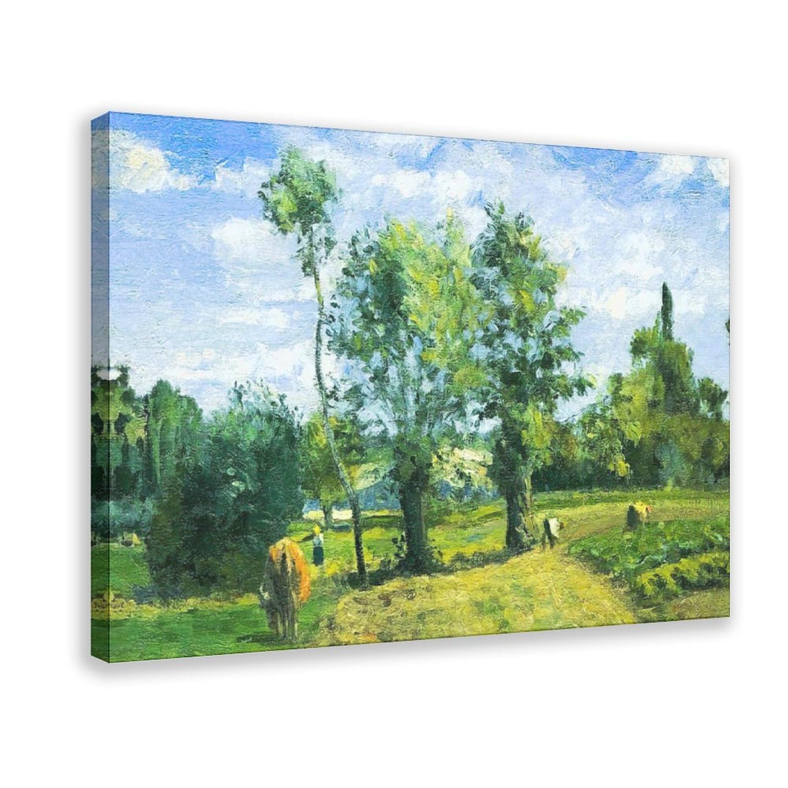 DFJyjFGJJ Spring Morning Pontoise by Camille Pissarro Vintage Poster Impressionism Modern Art Canvas Poster Wall Art Bedroom Decor Office Room Kitchen Gift 16" L X 24" W