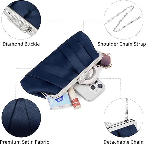 Miniatura 4 de Bolso de mano para mujer, formal, plisado, elegante bolso de fiesta para boda, baile de graduación, cóctel Azul