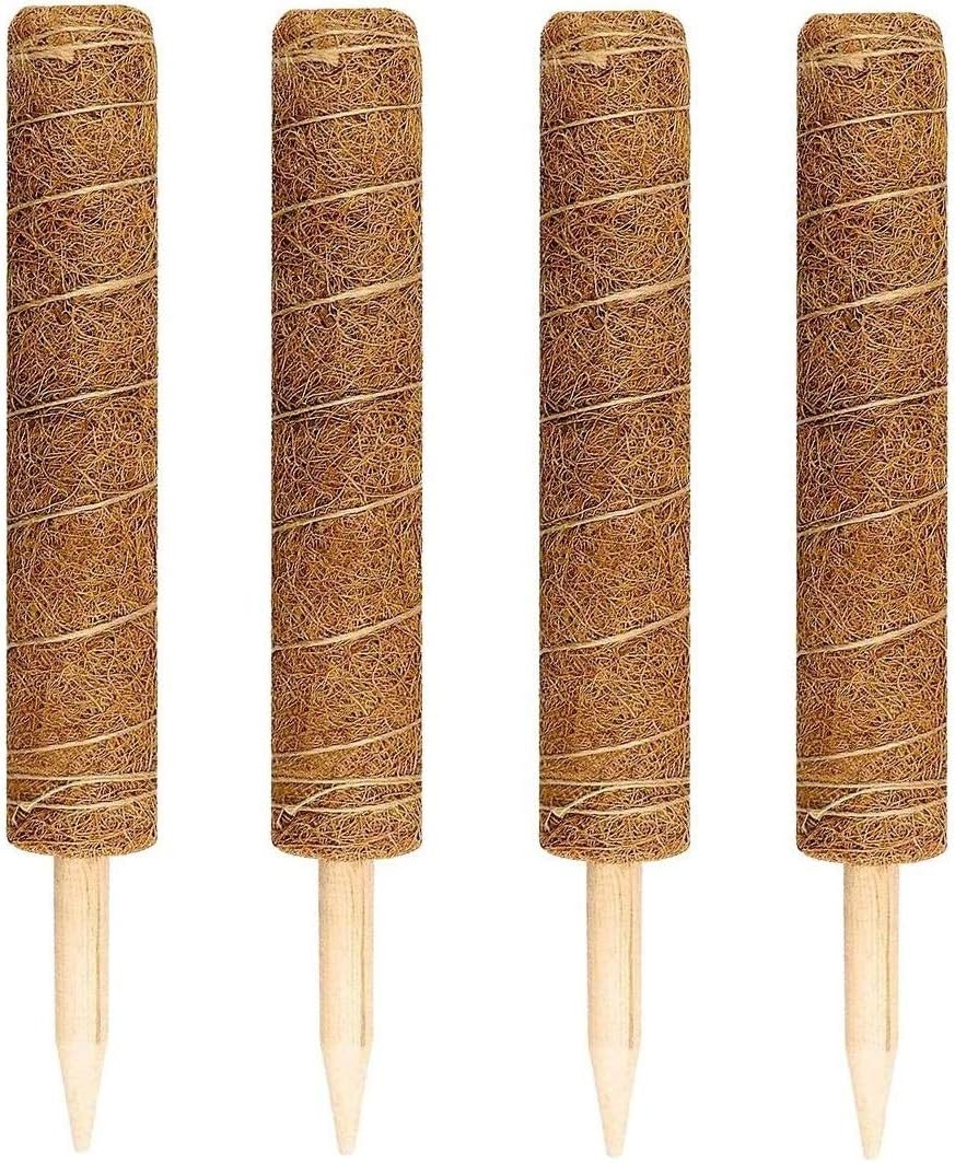 Vasgor 4 Pcs 12” Totem Pole Plant Supports - Coco Coir Poles Support Climbing Indoor Plants to Grow Upwards - Use Moss Poles Individually or Together Stick for Creepers (4)