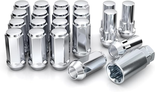 White Knight 791909XLAM Chrome M14x1.50 Thread XL Bulge Acorn Lug Nut with Locks, 20 Pack