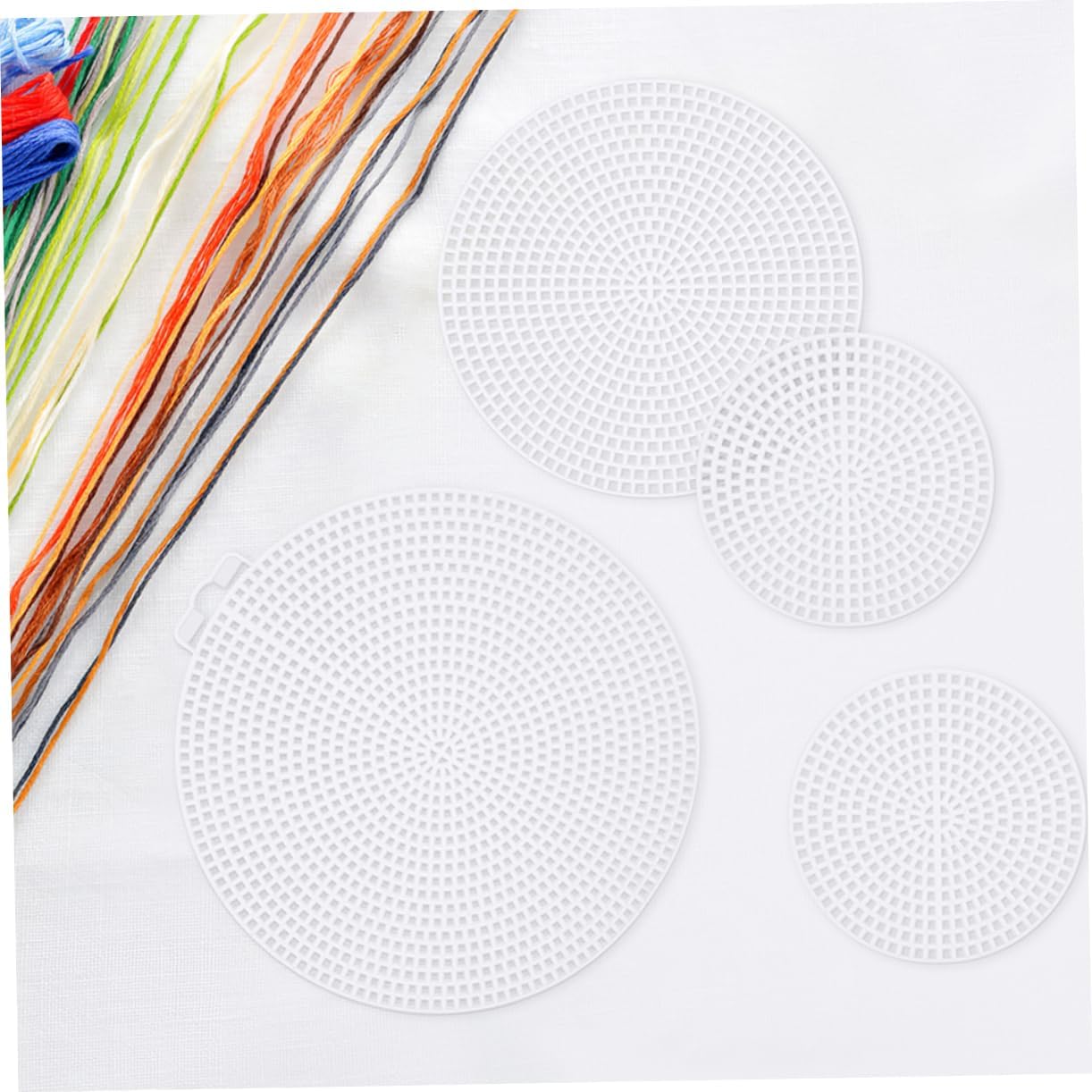 AKOOSY 15pcs Plastic Canvas Sheets Round Embroidery Mesh for Crochet Projects Includes for Stitching Crafts and Accessories