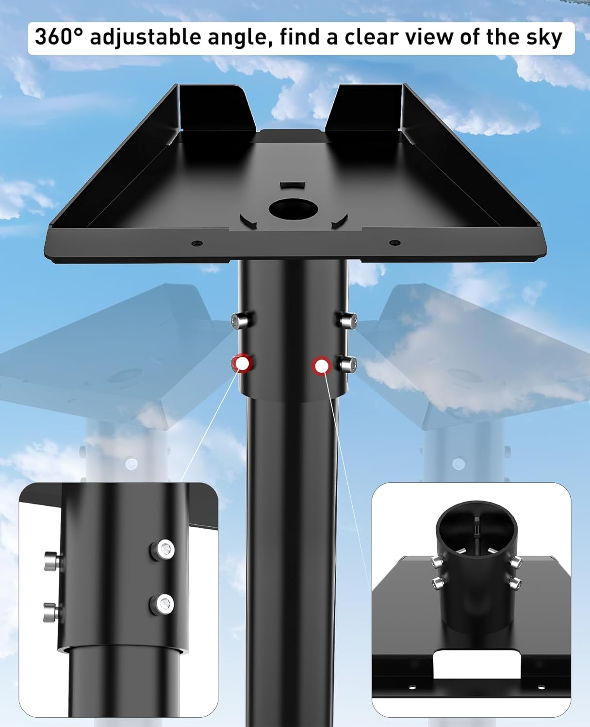 for Starlink Gen 3 Mount, 2025 Upgrade 26" Lengthen 360° Rotatable Adjustable Mounting Pole Accessories Kit Compatible with Star Link V3 Standard Dish, Wall Roof Bracket for Starlink Satellite(Black)