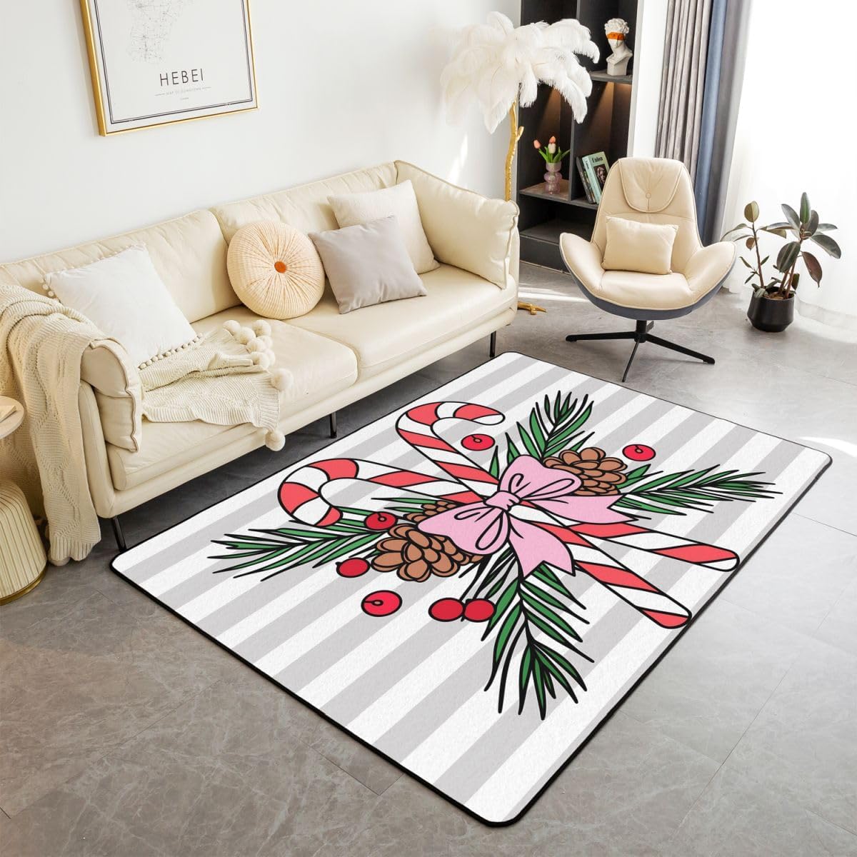 Erosebridal Candy Cane Area Rug 6'6" x 4'11"