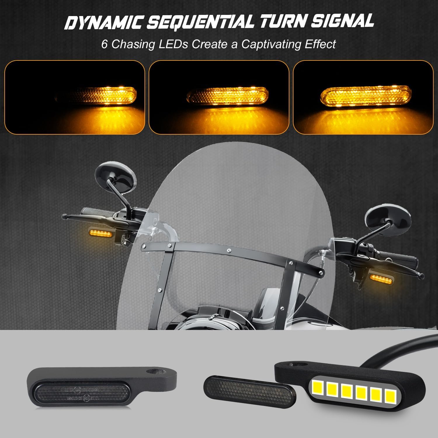 NTHREEAUTO Handlebar LED Turn Signals Universal Motorcycle Front Turn Signal Running Light Mini Blinkers Compatible with Harley Dyna Sportster Road King, Honda Shadow, Yamaha Suzuki