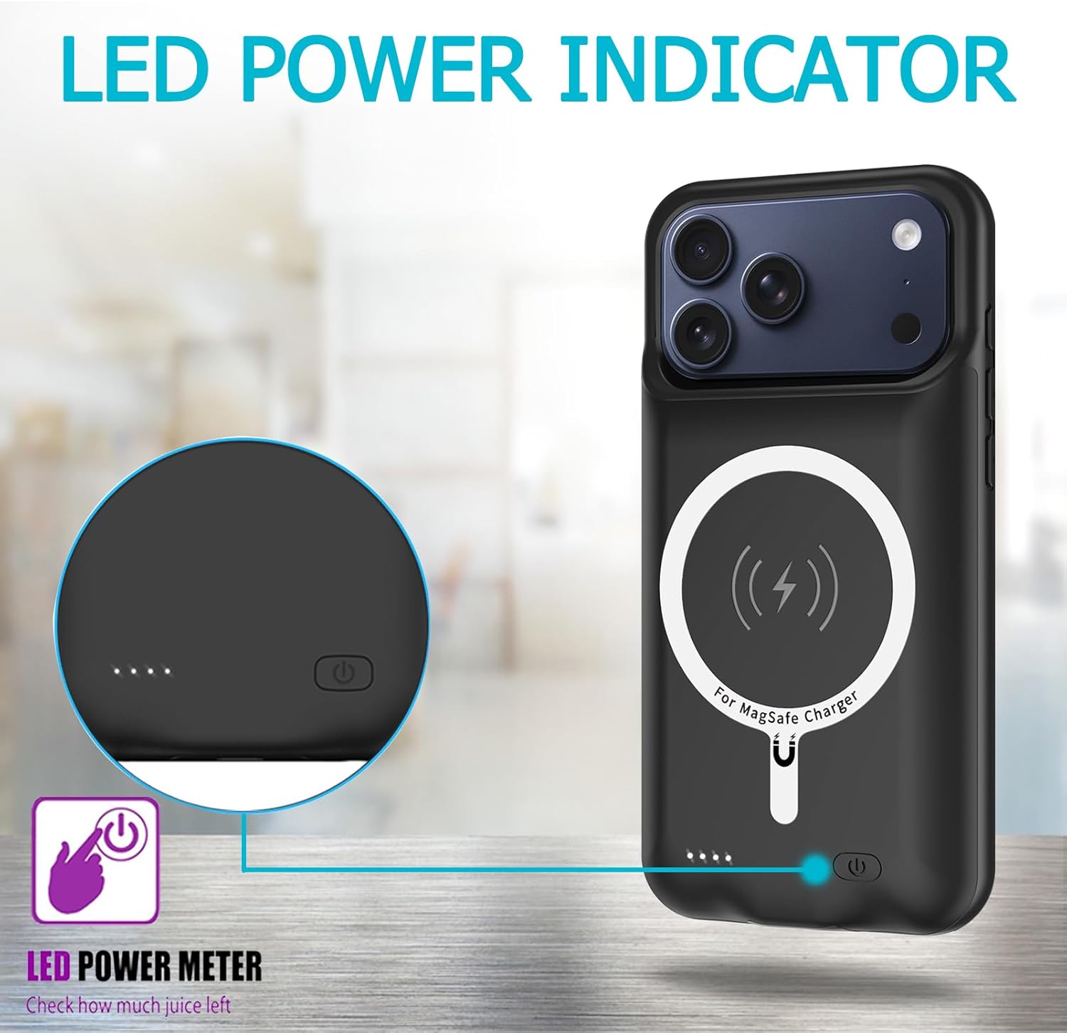 Battery Case for iPhone 17 Pro Max,Upgraded 12000mAh Capacity Rechargeable Portable Extended Charger Case Wireless Charging Compatible with iPhone 17 Pro Max(6.9 inch) Charging Cover & Carplay (Black)