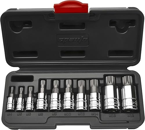 EPAuto Juego de llaves de vaso de 10 piezas XZN Triple Square Spline