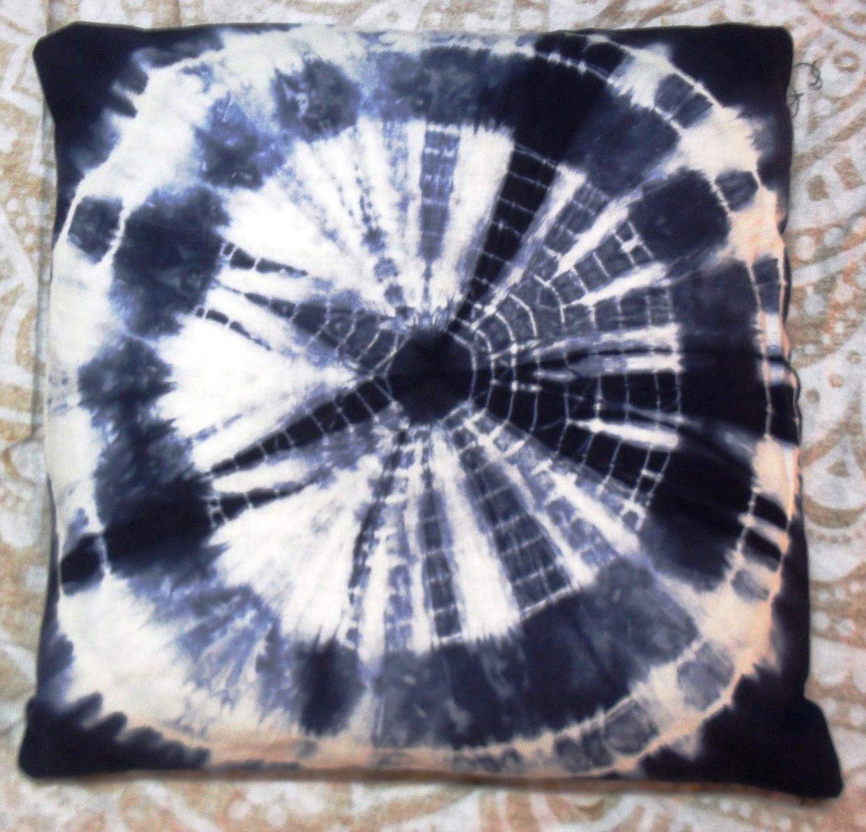 Housse de coussin Shibori en coton lavable protège canapé bohème multicolore