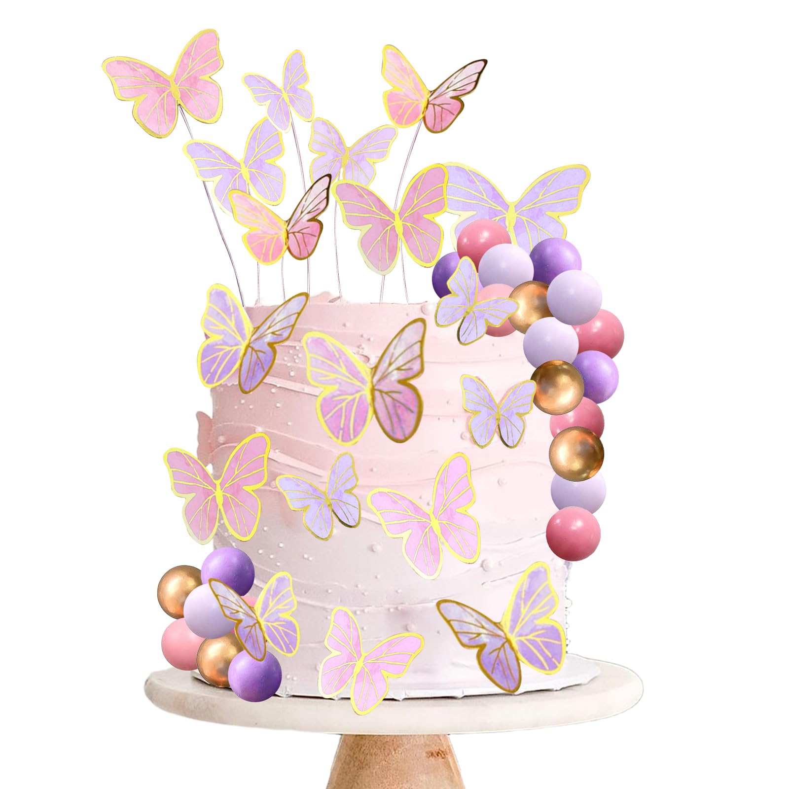 35-teilige Schmetterling-Deko Für Torten – Rosa & Gold, Cake Topper Für Geburtstag, Hochzeit, Baby-Party