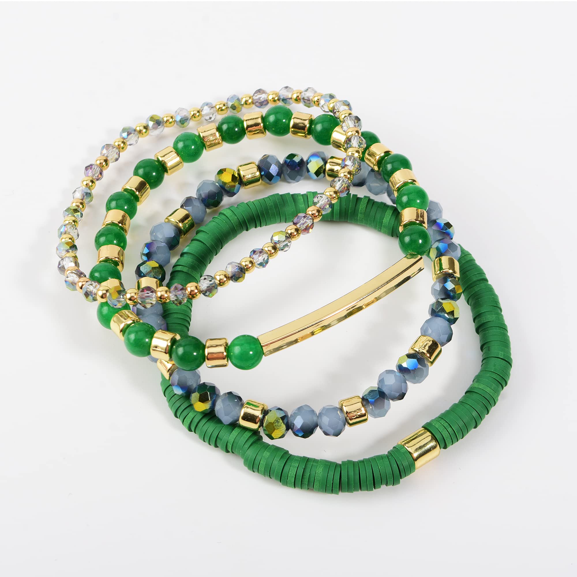Bracelets extensibles de style bohème pour femme - Empilables - En cristal plaqué or - Tendance - Fait à la main - Pour l'amitié - Bijoux cadeaux