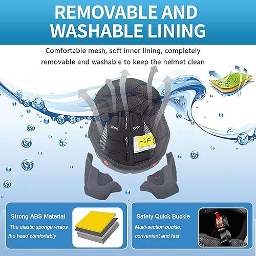 Miniatura 5 de Casco Bluetooth Moto DOT Aprobado Casco Abatible, Casco Integrado De Moto, Cascos Abatible con Doble Visera, Ventilación Forro, para La Respuesta