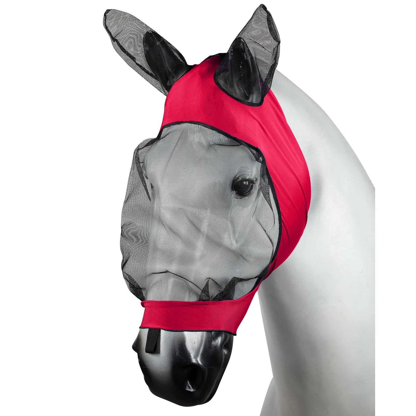 Horze Pferde Fliegenmaske mit Ohren, Stretch Fliegenhaube für Pferd und Pony, Rosa, P