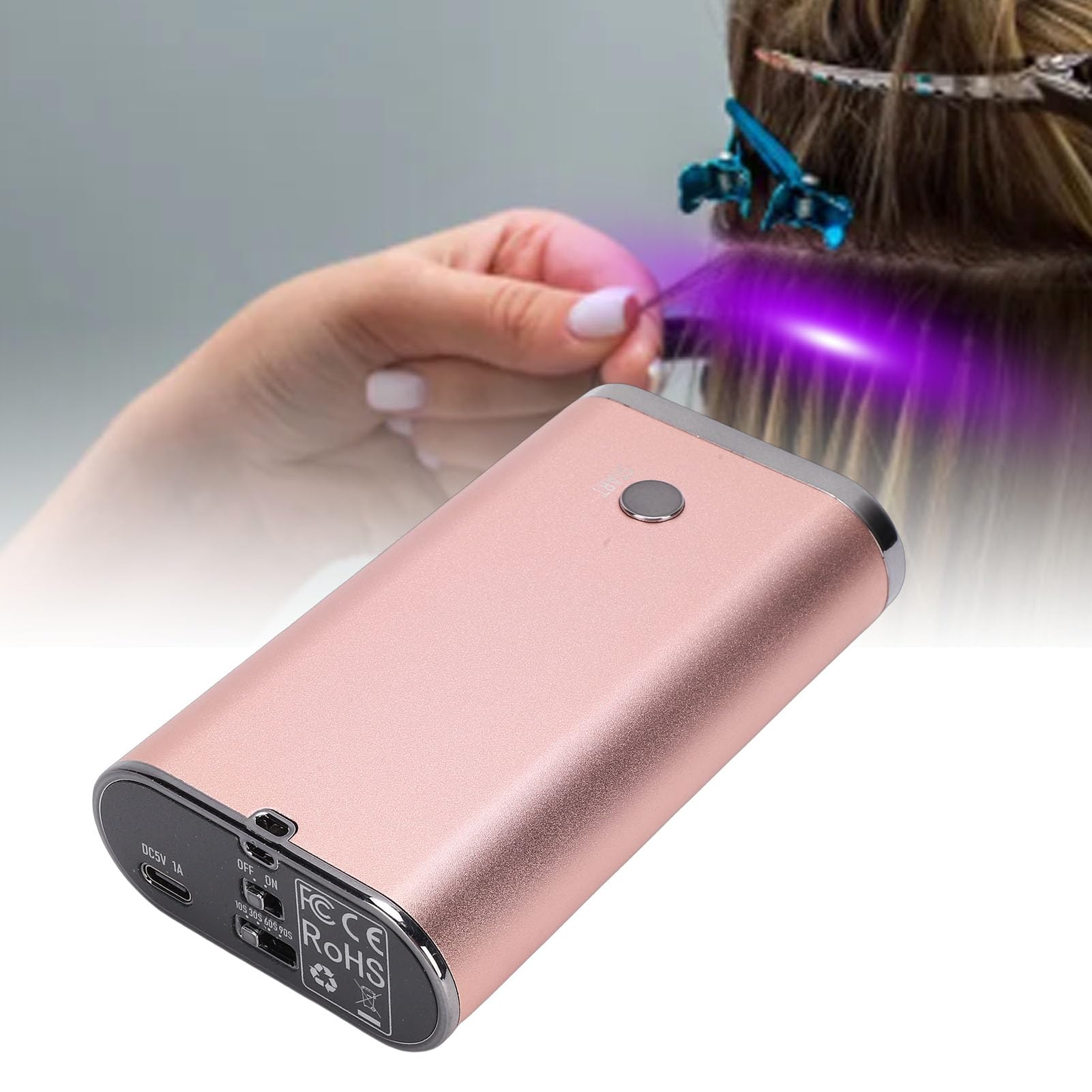 Garsent Lampada per Unghie a LED U V, Luce per Extension Capelli, 4 modalità Temporali, Lampada Polimerizzante a LED 395 Nm per Unghie, Asciuga Unghie Portatile Senza Fili per Salone,