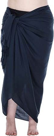 SHU-SHI Plus Size Sarong Wraps For Women Swimsuit Long Pareo Coverup Beach Wrap Skirt With Coconut Clip