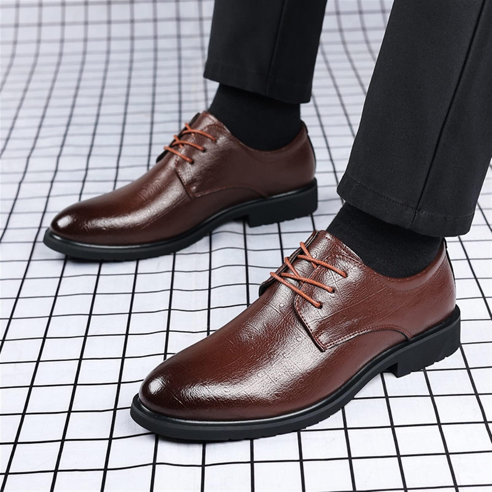 Amazon.com: YZABEL Men's Leather Lace Up Platform Block Heel