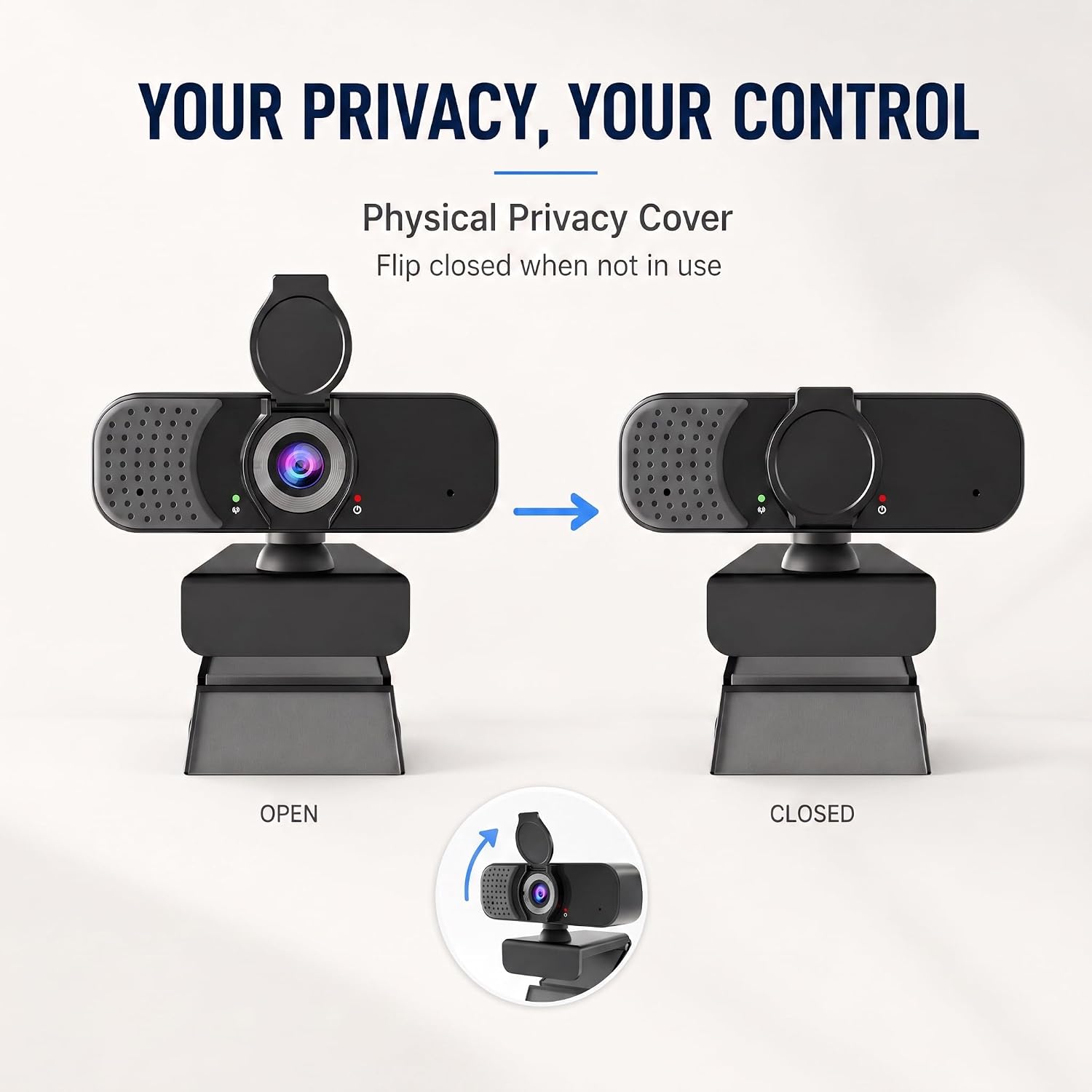 1080P Webcam with Microphone and Physical Privacy Cover, Noise Cancelling USB Web Camera, Auto Light Correction, Plug and Play, Wide Angle PC Camera for Zoom, Online Class, Laptop/Desktop image 5