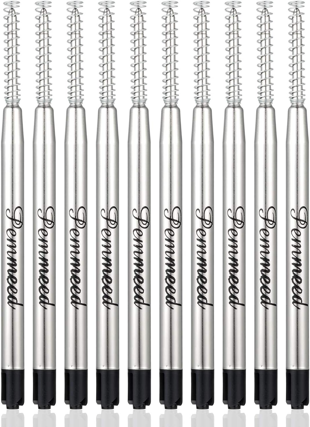 Ballpoint Pen Refills with Spring for Penneed B5/B6/B8 Pen, Parker Waterman Compatible Ballpoint Pen Refills Twist Action Medium Point 1.0mm Pack of 10(Black Ink)