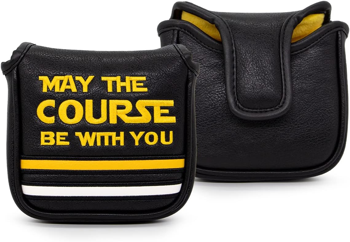 Golf Headcovers Golf Club Head Covers May The Course Be with You Style Elegant Embroidery Premium Leather Driver Fairway(FW) Wood Hybrid(UT) with Number Tags, Golf Mallet Putter Cover