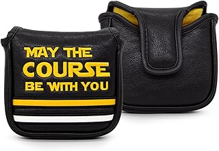 Golf Headcovers Golf Club Head Covers May The Course Be with You Style Elegant Embroidery Premium Leather Driver Fairway(FW) Wood Hybrid(UT) with Number Tags, Golf Mallet Putter Cover