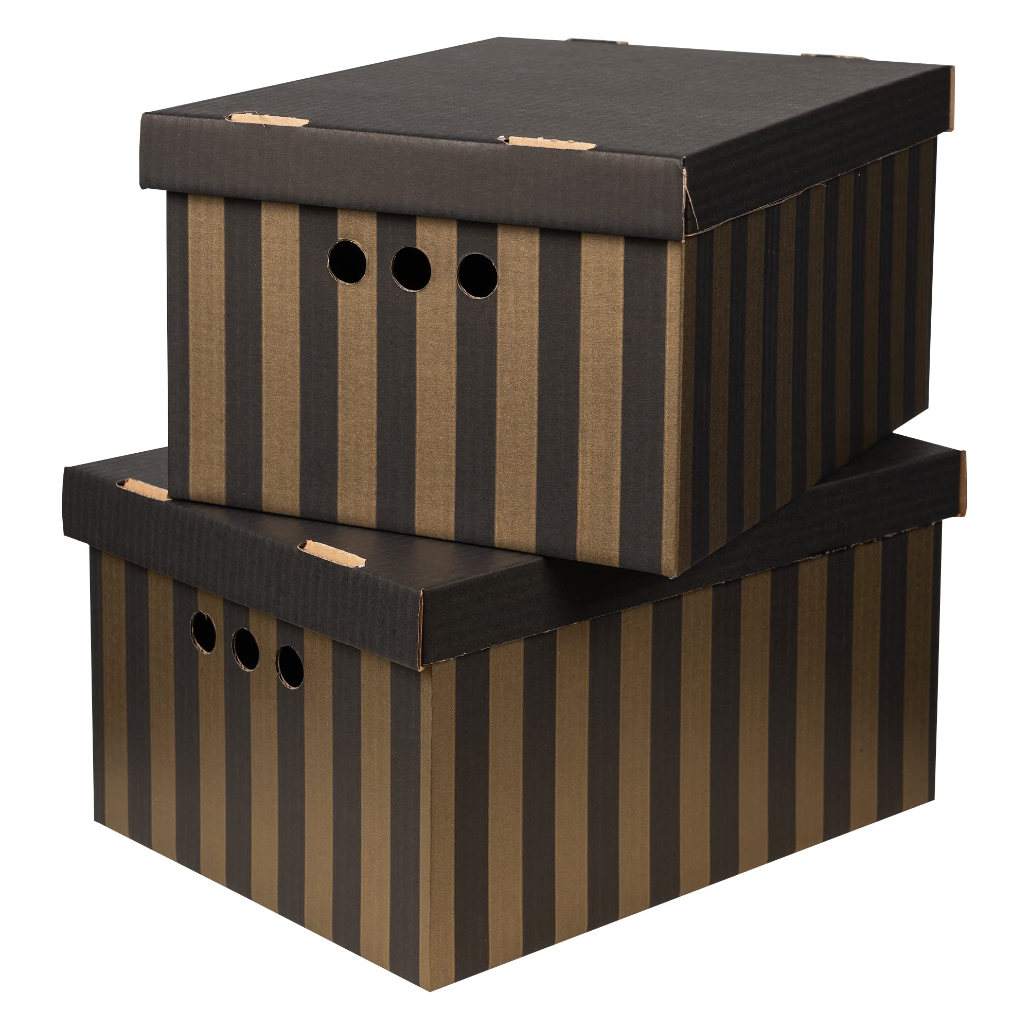 SOFTILLO Pack of 2 Decorative Storage Boxes With Lids Home Office Bedroom Wardrobe Box Organiser Archive Box with Lid Multi-Use General Storage Archive Box with Lid Stylish Set XLarge Pink Stripes — view 27