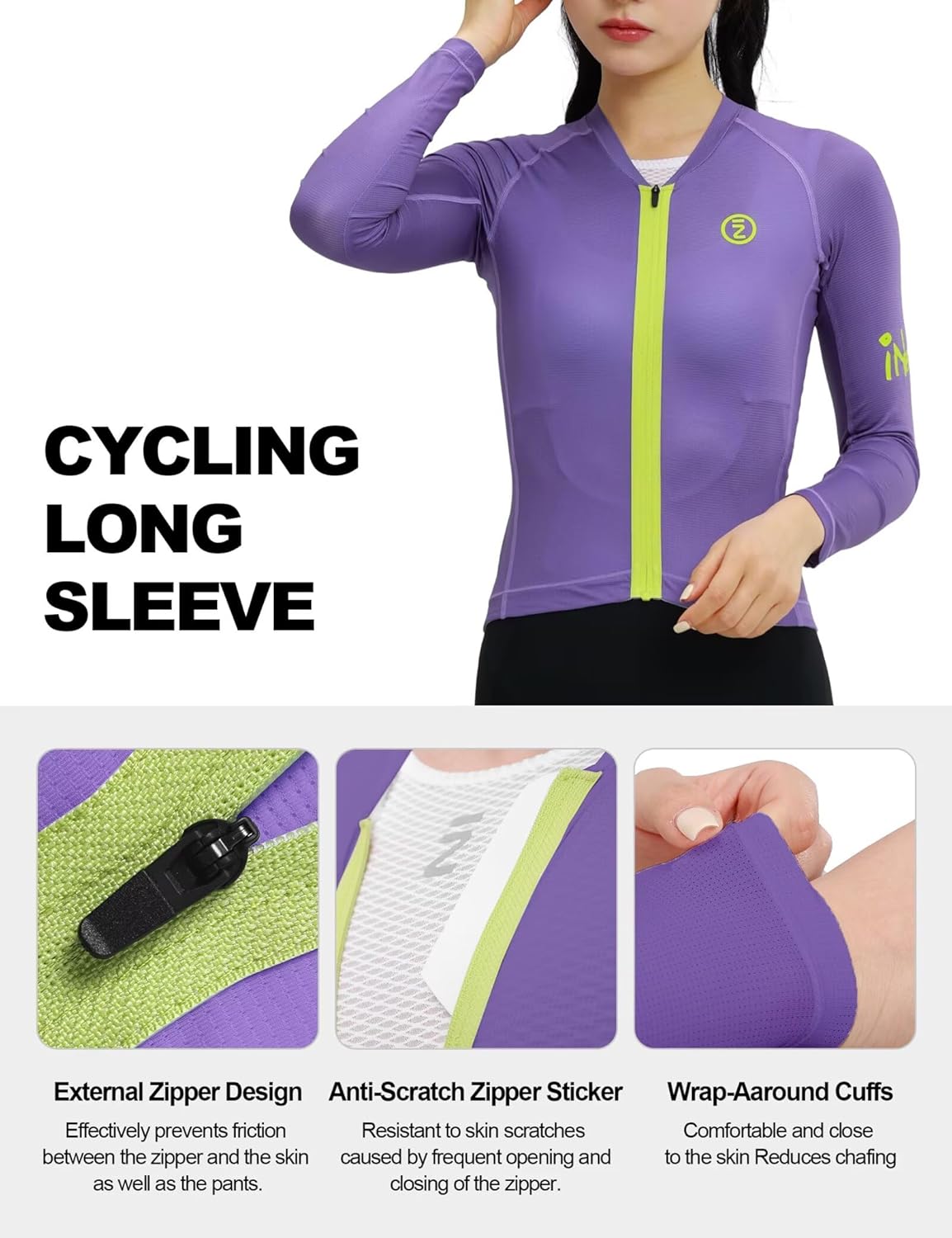 INBIKE Cycling Jersey Women Long Sleeve - Breathable Cycling Jersey, with Reflective Zipper&Logo for Road Biking Riding