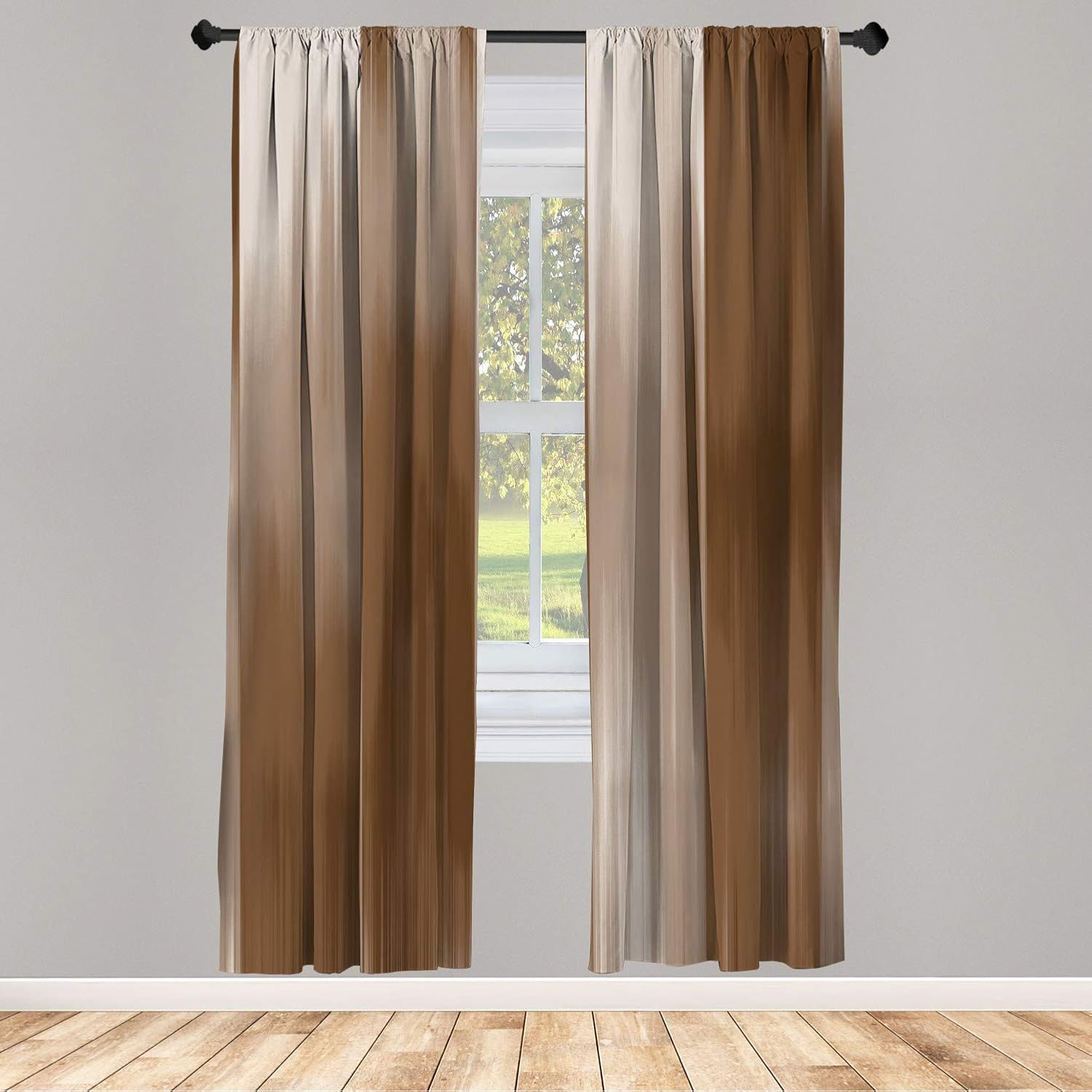 Ambesonne Earth Tones Window Curtains, Abstract Modern Design Ombre Inspired Smooth Color Transitions, Lightweight Decorative 2-Panel Set & Rod Pocket, Pair of - 28" x 84", Reseda Green